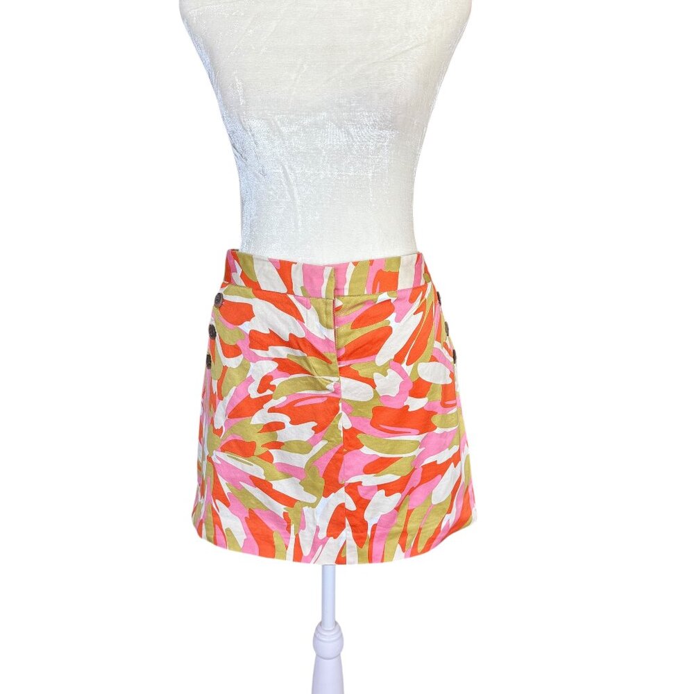 J. Crew multi colored mod splash print stretchy mini skirt with pockets size 6